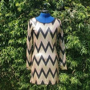 Black and Gold Sequin Mini Dress